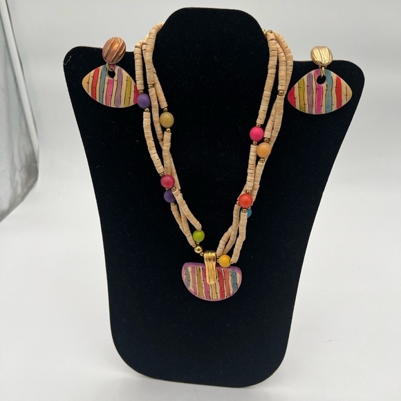 Multicolor Beaded Necklace and Earring Set - Picture 5 of 5
